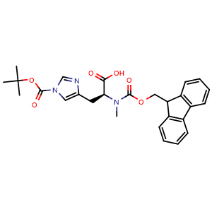 Chemical structure of Fmoc-N-Me-His(Boc)-OH , CAS 2044711-07-9, AChemBlock AD285980