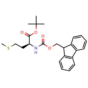 Chemical structure of N-[(9H-Fluoren-9-ylmethoxy)carbonyl]-L-methionine 1,1-dimethylethyl ester , CAS 204714-67-0, AChemBlock AD285981