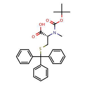 Chemical structure of Boc-N-Me-D-Cys(Trt)-OH , CAS 2088270-77-1, AChemBlock AD285984