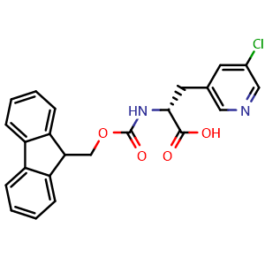 Chemical structure of Fmoc-D-Ala(5-Cl,3-Pyridyl)-OH , CAS 2136054-23-2, AChemBlock AD285990