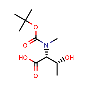 Chemical structure of (2R,3R)-3-hydroxy-2-[methyl-[(2-methylpropan-2-yl)oxycarbonyl]amino]butanoic acid , CAS 2165351-53-9, AChemBlock AD285997