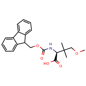 Chemical structure of (S)-2-Fmoc-amino-4-methoxy-3,3-dimethylbutanoic acid , CAS 2171640-99-4, AChemBlock AD286003