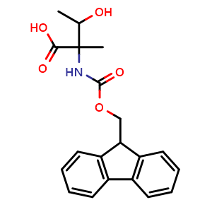 Chemical structure of 2-((((9H-fluoren-9-yl)methoxy)carbonyl)amino)-3-hydroxy-2-methylbutanoic acid , CAS 2172070-75-4, AChemBlock AD286005