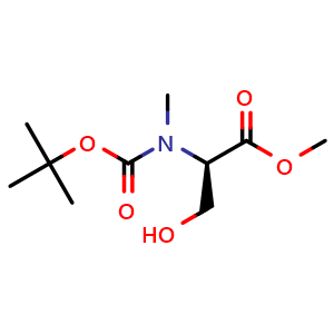 Chemical structure of Methyl N-(tert-butoxycarbonyl)-N-methyl-D-serinate , CAS 220903-92-4, AChemBlock AD286009