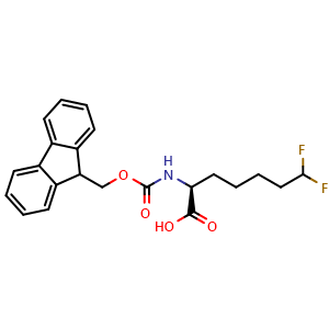 Chemical structure of (S)-2-(Fmoc-amino)-7,7-difluoroheptanoic acid , CAS 2255321-13-0, AChemBlock AD286016