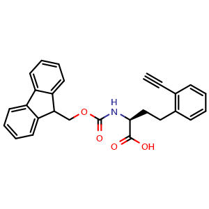 Chemical structure of Fmoc-HomoPhe(2-Ethymyl)-OH , CAS 2349413-18-7, AChemBlock AD286021