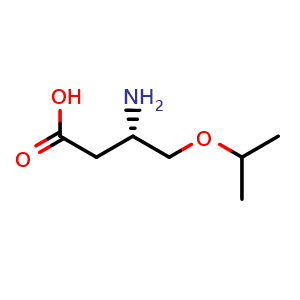 Chemical structure of (S)-3-amino-4-isopropoxybutanoic acid , CAS 2349748-38-3, AChemBlock AD286028