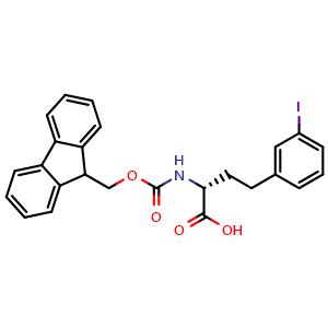Chemical structure of N-Fmoc-3-iodo-D-homophenylalanine , CAS 2349839-80-9, AChemBlock AD286031