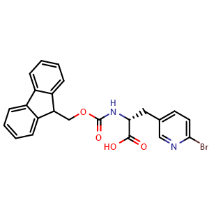 Chemical structure of Fmoc-3-(6-bromo-3-pyridyl)-D-alanine , CAS 2349979-62-8, AChemBlock AD286036
