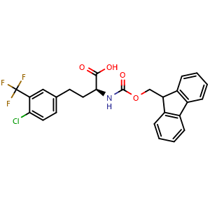 Chemical structure of Fmoc-Hph(3-CF3, 4-Cl)-OH , CAS 2350024-24-5, AChemBlock AD286037