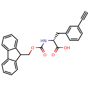 Chemical structure of N-Fmoc-3-ethynyl-D-phenylalanine , CAS 2350789-88-5, AChemBlock AD286048