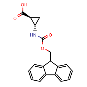 Chemical structure of (1S,2S)-2-((((9H-fluoren-9-yl)methoxy)carbonyl)amino)cyclopropane-1-carboxylic acid , CAS 2382364-56-7, AChemBlock AD286056