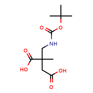Chemical structure of N-Boc-2-(aminomethyl)-2-methylsuccinic acid , CAS 2383627-78-7, AChemBlock AD286057