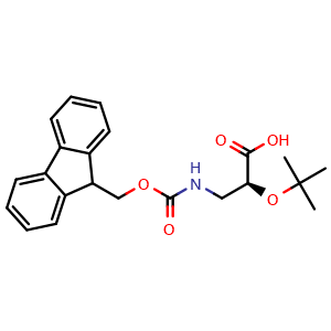 Chemical structure of (S)-3-((((9H-fluoren-9-yl)methoxy)carbonyl)amino)-2-(tert-butoxy)propanoic acid , CAS 2503155-72-2, AChemBlock AD286064