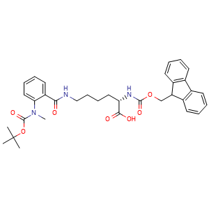 Chemical structure of Fmoc-Lys(N-Me-Abz-Boc)-OH , CAS 251103-43-2, AChemBlock AD286067