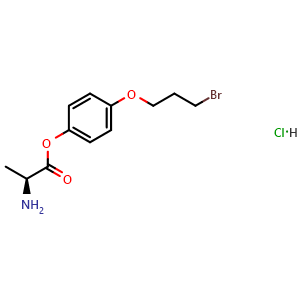 Chemical structure of (S)-2-Amino-3-(4-(3-bromopropoxy)phenyl)propanoic acidhydrochloride , CAS 2519847-82-4, AChemBlock AD286068