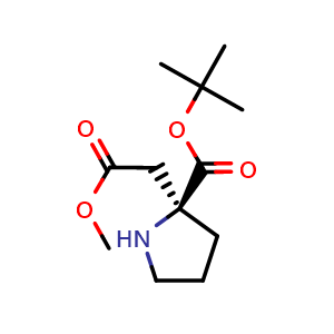 Chemical structure of H-D-2-AcOMe-Pro-OtBu , CAS 2705510-87-6, AChemBlock AD286080