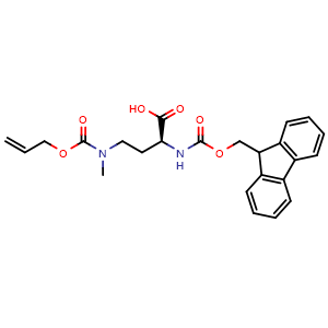 Chemical structure of (2S)-2-[[(9H-Fluoren-9-ylmethoxy)carbonyl]amino]-4-[methyl[(2-propen-1-yloxy)carbonyl]amino]butanoic acid , CAS 2708344-13-0, AChemBlock AD286081