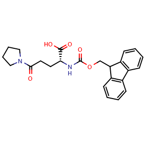 Chemical structure of Fmoc-D-Glu(pyrrolidin-1-yl)-OH , CAS 2773434-24-3, AChemBlock AD286090