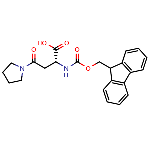 Chemical structure of (R)-2-(Fmoc-amino)-4-oxo-4-(pyrrolidin-1-yl)butanoic acid , CAS 2773434-26-5, AChemBlock AD286091
