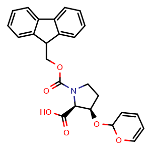Chemical structure of N-Fmoc-(2S,3R)-3-(2H-pyranoxy)-proline , CAS 2865160-83-2, AChemBlock AD286096