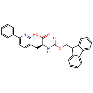 Chemical structure of N-Fmoc-(S)-2-amino-3-(6-phenylpyridin-3-yl)propanoic acid , CAS 2920198-50-9, AChemBlock AD286098