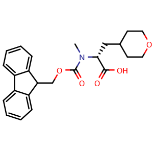 Chemical structure of Fmoc-N-Me-D-Ala(tetrahydropyran-4-yl)-OH , CAS 2973755-45-0, AChemBlock AD286115