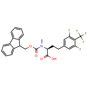 Chemical structure of (S)-2-[Fmoc-(methyl)amino]-4-[3,5-difluoro-4-(trifluoromethyl)phenyl]butanoic acid , CAS 3023044-97-2, AChemBlock AD286126