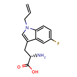 Chemical structure of (S)-3-(1-allyl-5-fluoro-1H-indol-3-yl)-2-aminopropanoic acid , CAS 3067192-74-6, AChemBlock AD286151