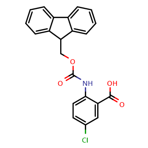 Chemical structure of 2-(Fmoc-aMino)-5-chlorobenzoic Acid , CAS 332121-90-1, AChemBlock AD286157