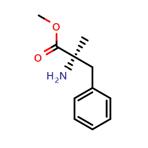 Chemical structure of Methyl (R)-2-amino-2-methyl-3-phenylpropanoate , CAS 38574-55-9, AChemBlock AD286166