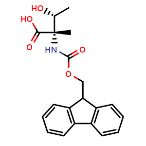 Chemical structure of (2S,3R)-2-((((9H-fluoren-9-yl)methoxy)carbonyl)amino)-3-hydroxy-2-methylbutanoic acid , CAS 443924-48-9, AChemBlock AD286169