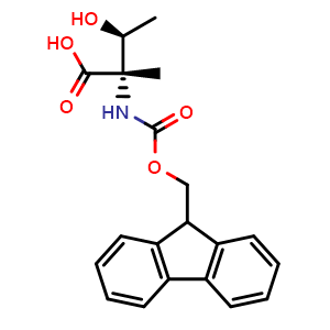 Chemical structure of (2S,3S)-2-((((9H-fluoren-9-yl)methoxy)carbonyl)amino)-3-hydroxy-2-methylbutanoic acid , CAS 443924-52-5, AChemBlock AD286170