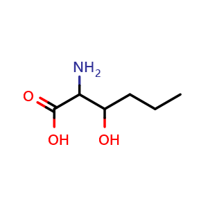 Chemical structure of 2-Amino-3-hydroxyhexanoic acid , CAS 52773-82-7, AChemBlock AD286173