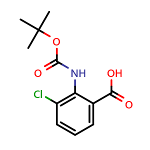 Chemical structure of 2-(Boc)amino-3-chlorobenzoic acid , CAS 616224-62-5, AChemBlock AD286184