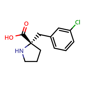 Chemical structure of H-2-(3-Cl-Bzl)-Pro-OH , CAS 637020-82-7, AChemBlock AD286189