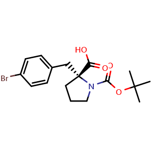 Chemical structure of Boc-(R)-α-(4-bromo-benzyl)-proline , CAS 706806-75-9, AChemBlock AD286198