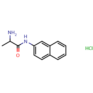 Chemical structure of 2-amino-N-(naphthalen-2-yl)propanamide hydrochloride , CAS 74144-49-3, AChemBlock AD286205
