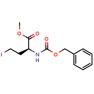 Chemical structure of Methyl (S)-2-(((benzyloxy)carbonyl)amino)-4-iodobutanoate , CAS 82179-04-2, AChemBlock AD286211