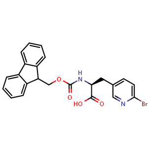 Chemical structure of Fmoc-3-(6-bromo-3-pyridyl)-L-alanine , CAS 916305-40-3, AChemBlock AD286229