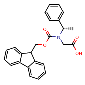 Chemical structure of (S)-Fmoc-N-(1-phenylethyl)-Glycine , CAS 934752-38-2, AChemBlock AD286230