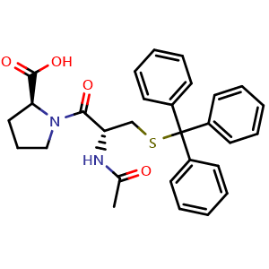 Chemical structure of Ac-Cys(Trt)-Pro-OH , AChemBlock AD286259