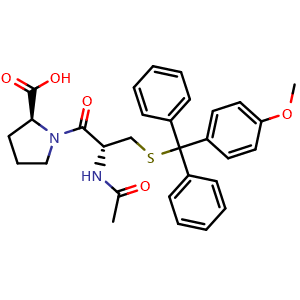 Chemical structure of Ac-Cys(Mmt)-Pro-OH , AChemBlock AD286260