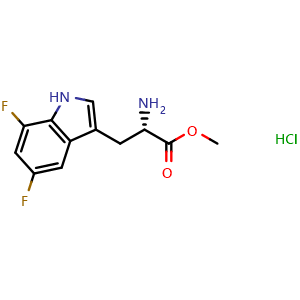 Chemical structure of L-Trp(5,7-difluoro)-OMe.HCl , AChemBlock AD286280