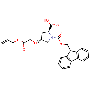 Chemical structure of Fmoc-Hyp(CH2COOAlly)-OH , AChemBlock AD286297