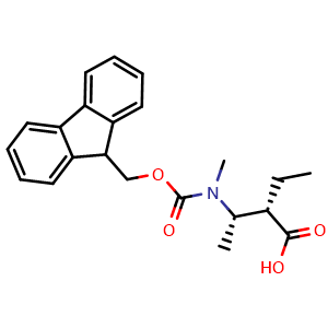 Chemical structure of (2S,3S)-3-[Fmoc-(methyl)amino]-2-ethyl-butanoic acid , AChemBlock AD286299