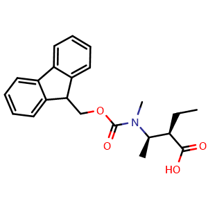 Chemical structure of (2R,3R)-3-[Fmoc-(methyl)amino]-2-ethyl-butanoic acid , AChemBlock AD286300