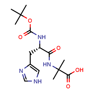 Chemical structure of Boc-His-Aib-OH , AChemBlock AD286328
