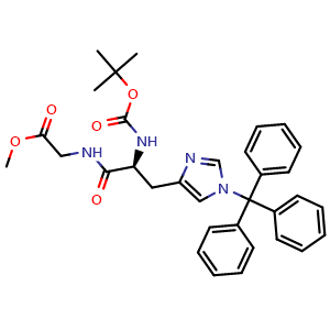 Chemical structure of Boc-His(Trt)-Gly-OMe , AChemBlock AD286329