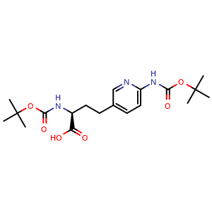 Chemical structure of (2S)-Boc-amino-4-(6-Boc-aminopyridin-3-yl)butanoic acid , AChemBlock AD286342